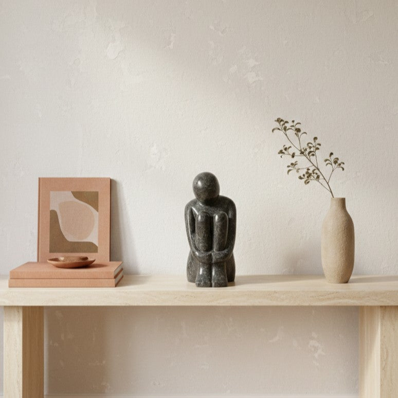 Black Natural Stone Sculpture