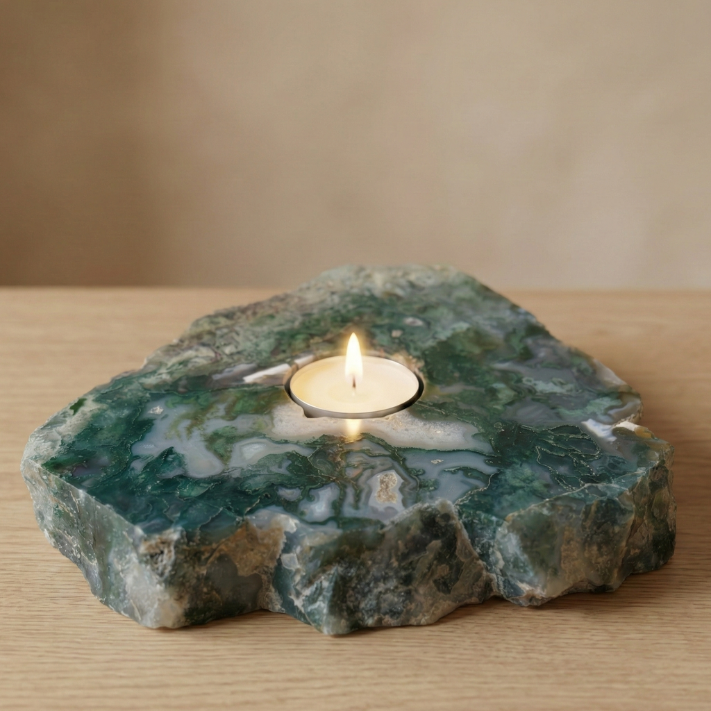 Moss Agate TeaLight Holder