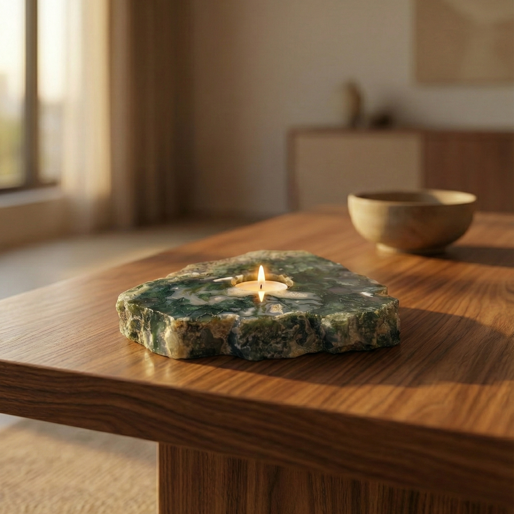 Moss Agate TeaLight Holder