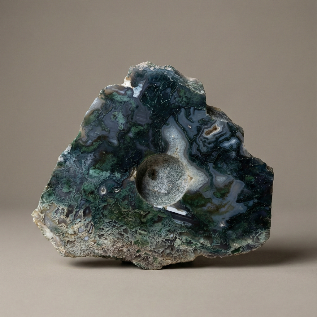Moss Agate TeaLight Holder